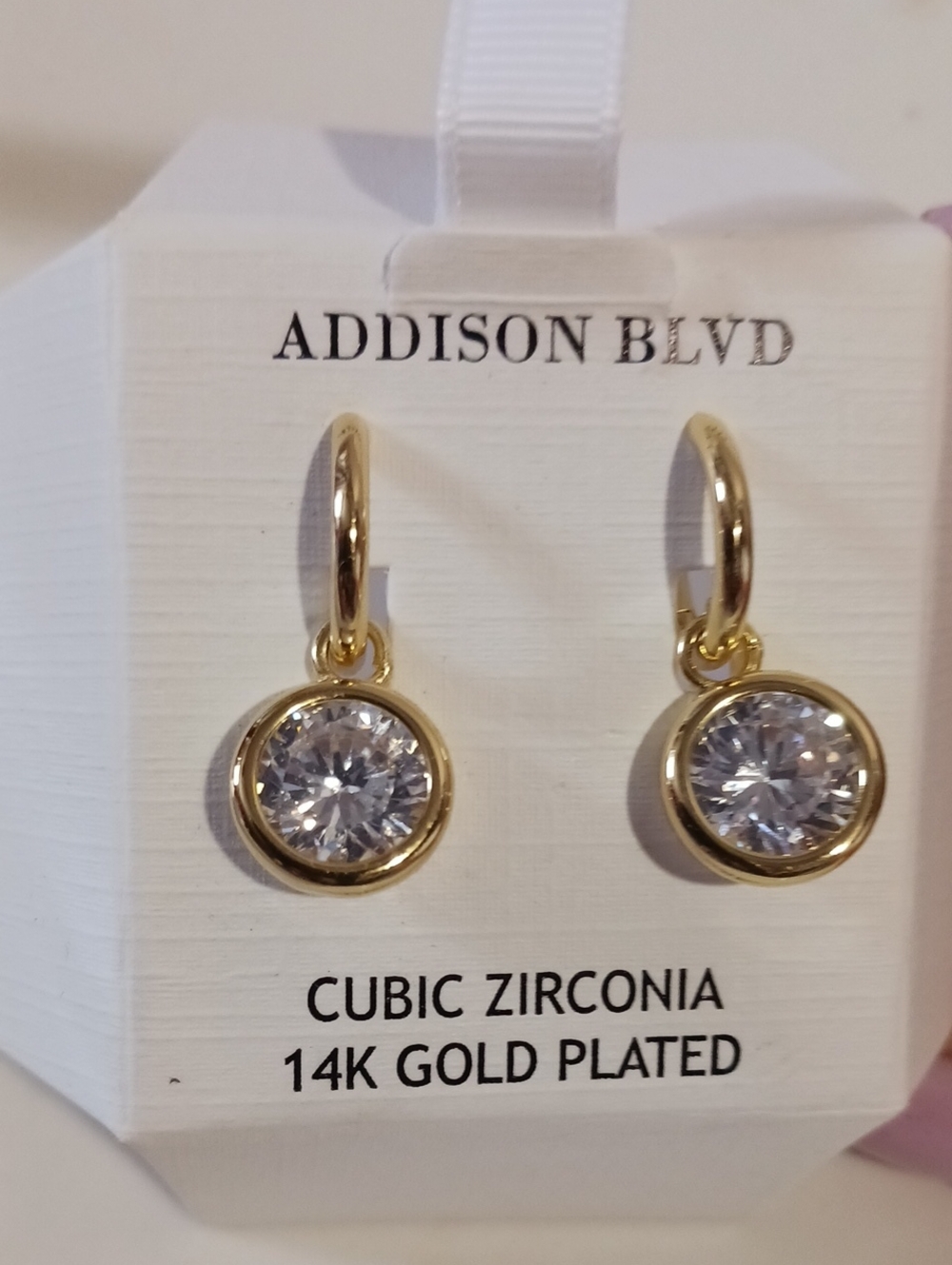 14K Gold-Plated Cubic Zirconia Drop Earrings - Clear